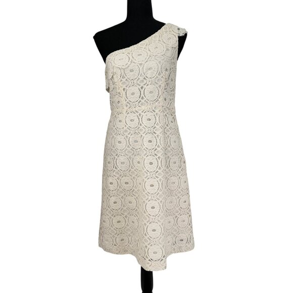 Merona Dresses & Skirts - MERONA One Shoulder Lace Crochet Dress Ivory Cream Romantic Boho Sz 6